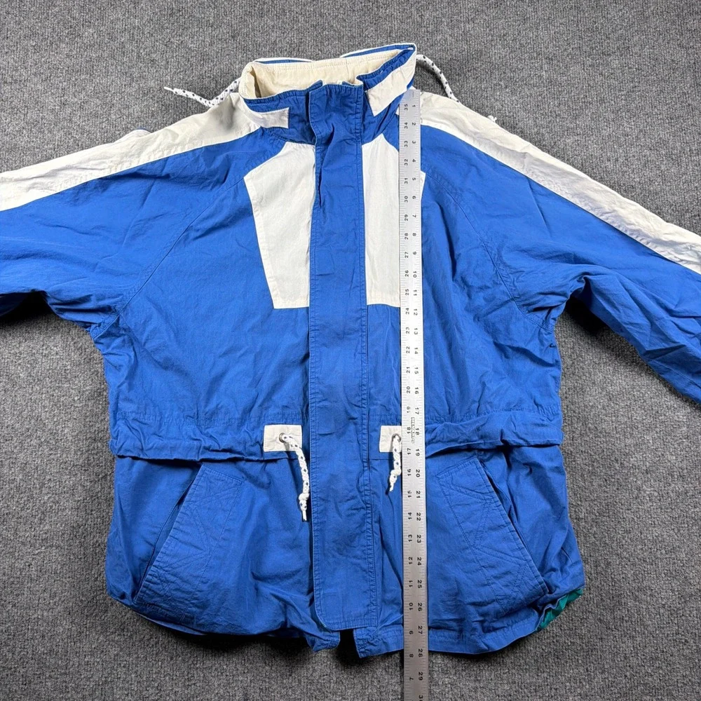 Vintage McGregor Windbreaker Jacket Mens Medium Blue White Stowaway Hood